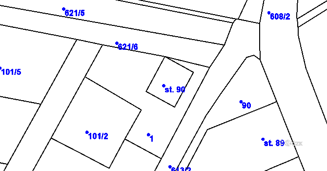 Parcela st. 90 v KÚ Dolní Vilímeč, Katastrální mapa