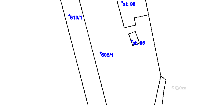 Parcela st. 605/1 v KÚ Dolní Vilímeč, Katastrální mapa