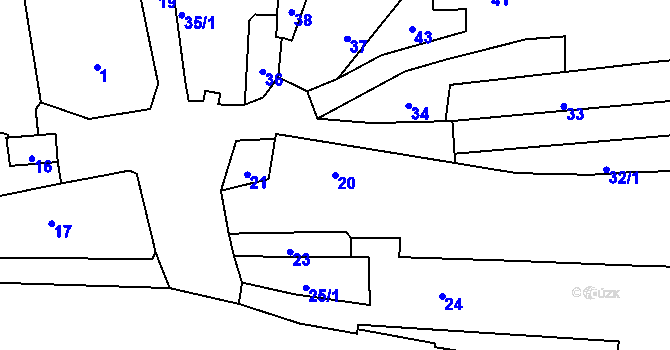 Parcela st. 20 v KÚ Dolní Zálezly, Katastrální mapa