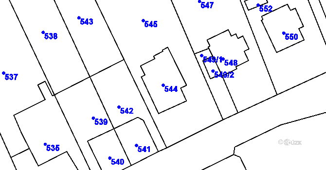 Parcela st. 544 v KÚ Dolní Zálezly, Katastrální mapa