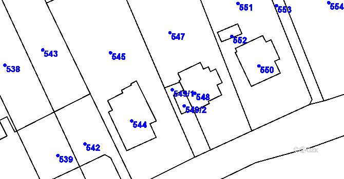 Parcela st. 549/1 v KÚ Dolní Zálezly, Katastrální mapa