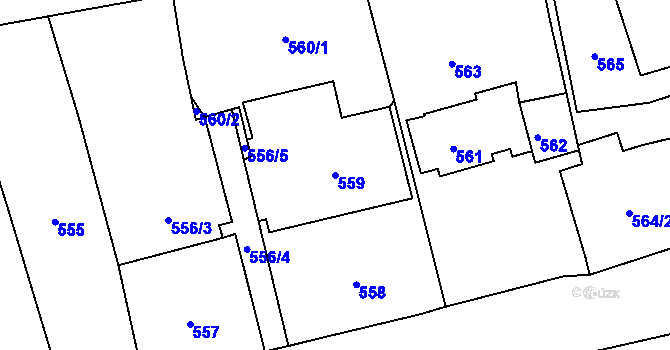 Parcela st. 559 v KÚ Dolní Zálezly, Katastrální mapa