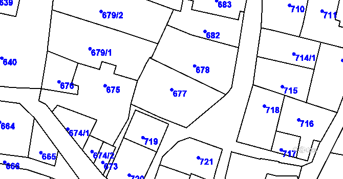 Parcela st. 677 v KÚ Dolní Zálezly, Katastrální mapa