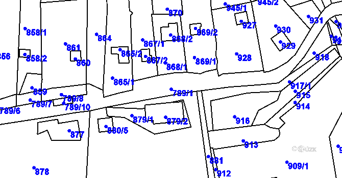 Parcela st. 789/1 v KÚ Dolní Zálezly, Katastrální mapa