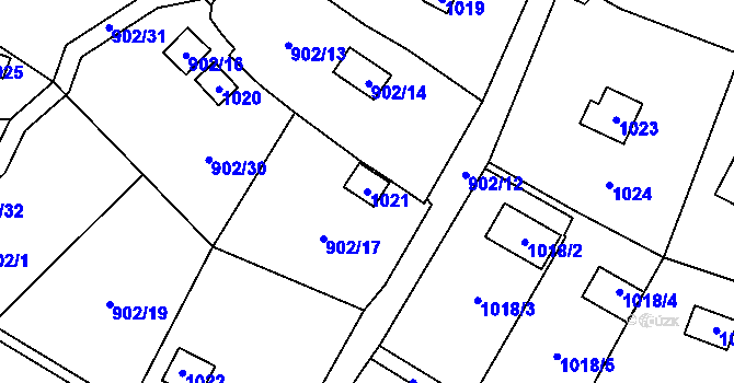 Parcela st. 1021 v KÚ Dolní Zálezly, Katastrální mapa
