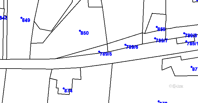 Parcela st. 789/5 v KÚ Dolní Zálezly, Katastrální mapa