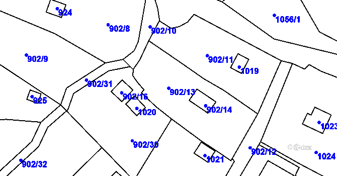 Parcela st. 902/13 v KÚ Dolní Zálezly, Katastrální mapa