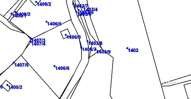 Parcela st. 1403/9 v KÚ Dolní Zálezly, Katastrální mapa