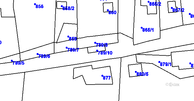 Parcela st. 789/10 v KÚ Dolní Zálezly, Katastrální mapa