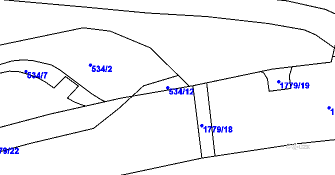 Parcela st. 534/12 v KÚ Dolní Zálezly, Katastrální mapa