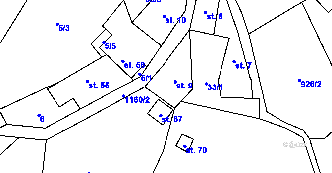Parcela st. 9 v KÚ Chvalov, Katastrální mapa