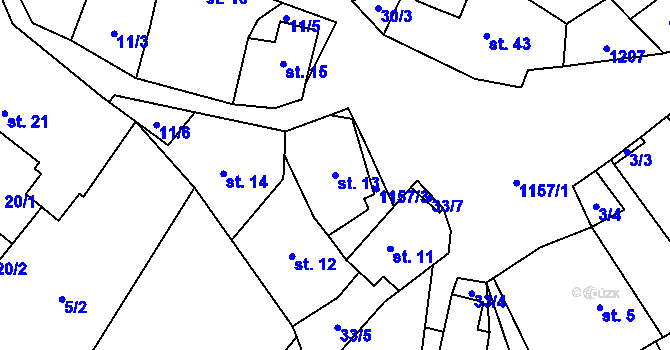 Parcela st. 13 v KÚ Chvalov, Katastrální mapa