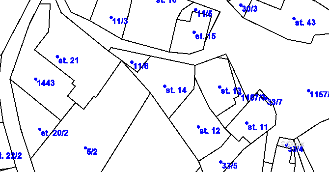 Parcela st. 14 v KÚ Chvalov, Katastrální mapa