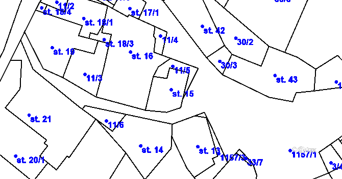 Parcela st. 15 v KÚ Chvalov, Katastrální mapa