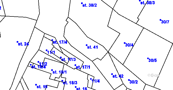 Parcela st. 41 v KÚ Chvalov, Katastrální mapa
