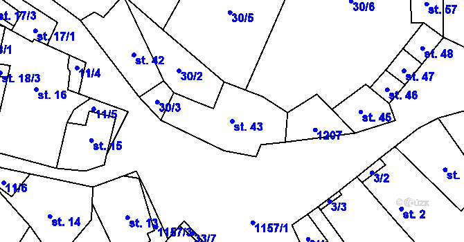Parcela st. 43 v KÚ Chvalov, Katastrální mapa