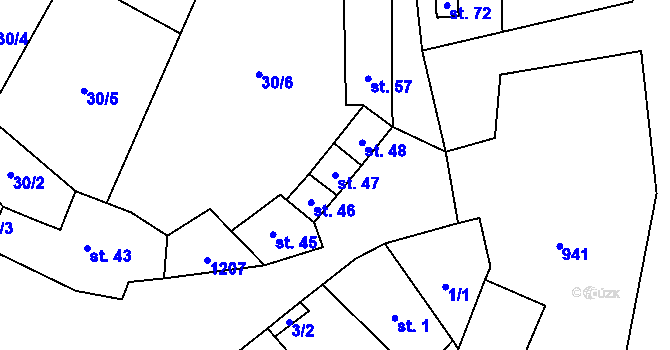 Parcela st. 47 v KÚ Chvalov, Katastrální mapa