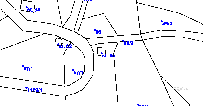 Parcela st. 65 v KÚ Chvalov, Katastrální mapa