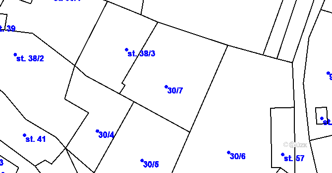 Parcela st. 30/7 v KÚ Chvalov, Katastrální mapa
