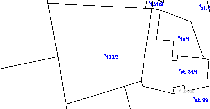 Parcela st. 132/3 v KÚ Chvalov, Katastrální mapa