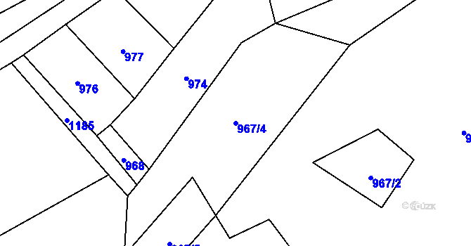 Parcela st. 967/4 v KÚ Chvalov, Katastrální mapa