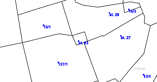 Parcela st. 83 v KÚ Chvalov, Katastrální mapa