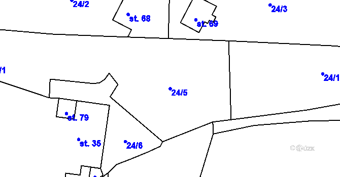 Parcela st. 24/5 v KÚ Chvalov, Katastrální mapa