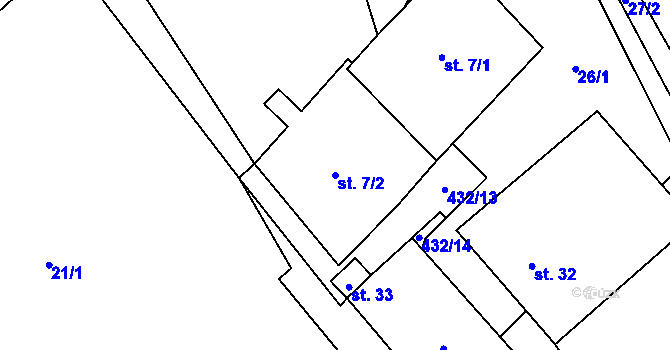 Parcela st. 7/2 v KÚ Brtná u Dolního Žandova, Katastrální mapa