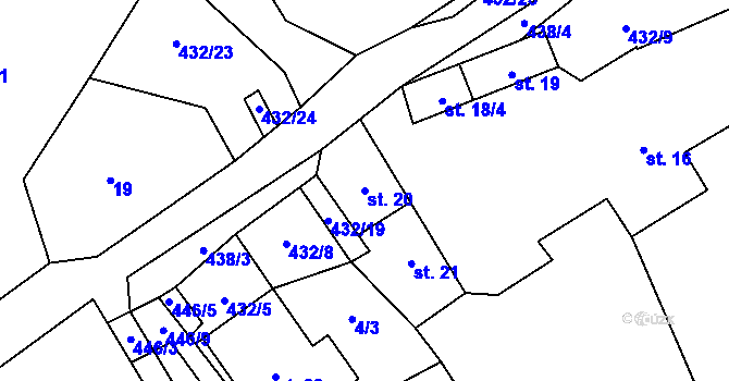 Parcela st. 20 v KÚ Brtná u Dolního Žandova, Katastrální mapa