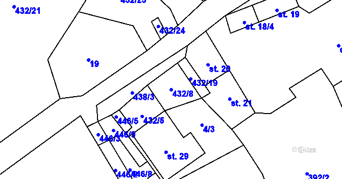 Parcela st. 432/8 v KÚ Brtná u Dolního Žandova, Katastrální mapa