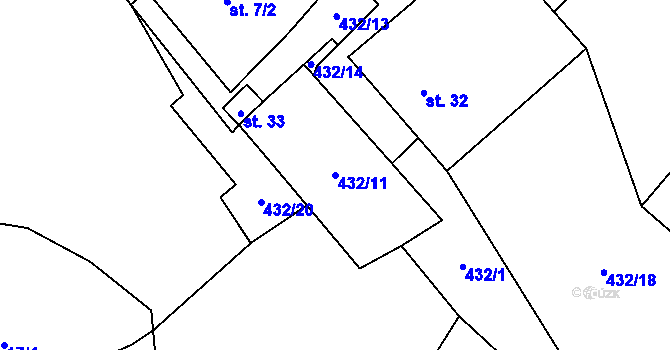 Parcela st. 432/11 v KÚ Brtná u Dolního Žandova, Katastrální mapa