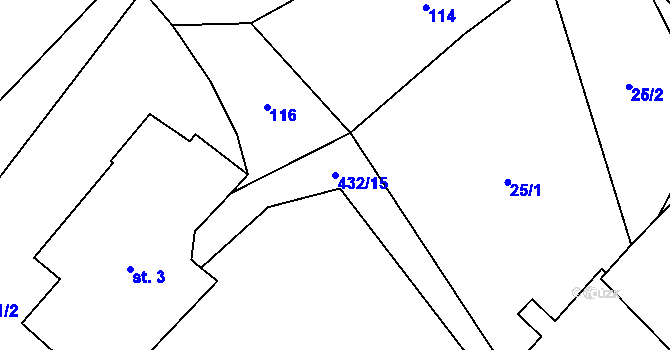 Parcela st. 432/15 v KÚ Brtná u Dolního Žandova, Katastrální mapa