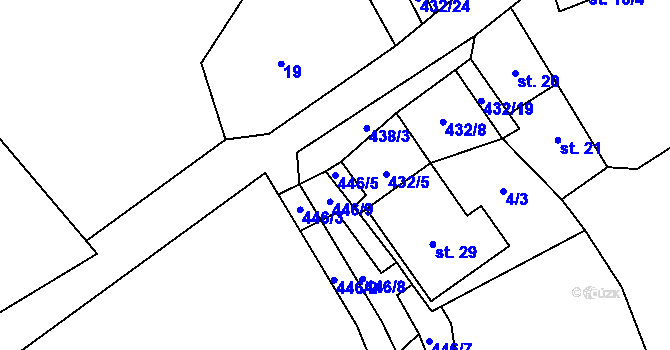 Parcela st. 446/5 v KÚ Brtná u Dolního Žandova, Katastrální mapa