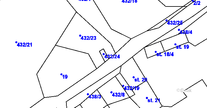 Parcela st. 432/24 v KÚ Brtná u Dolního Žandova, Katastrální mapa