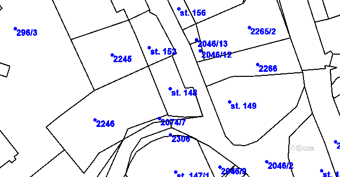 Parcela st. 148 v KÚ Dolní Žandov, Katastrální mapa