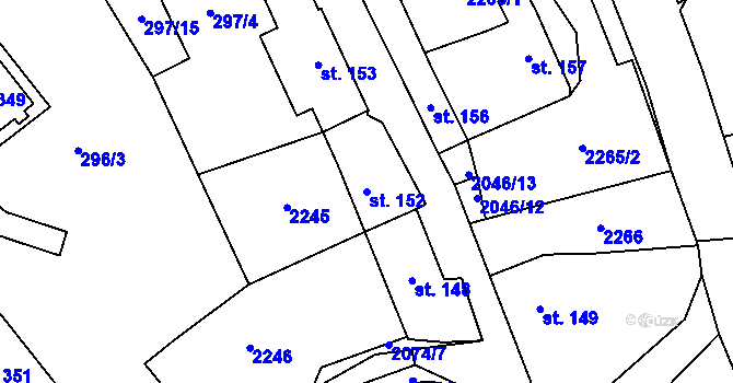Parcela st. 152 v KÚ Dolní Žandov, Katastrální mapa