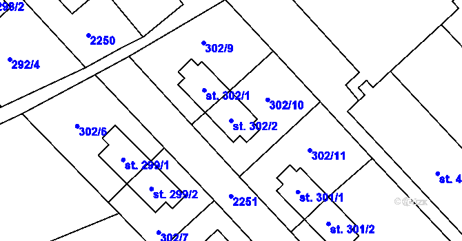 Parcela st. 302/2 v KÚ Dolní Žandov, Katastrální mapa