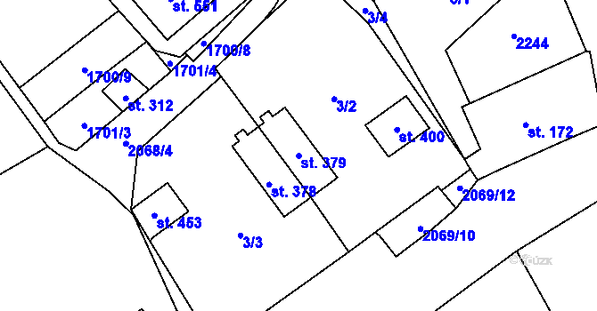 Parcela st. 379 v KÚ Dolní Žandov, Katastrální mapa