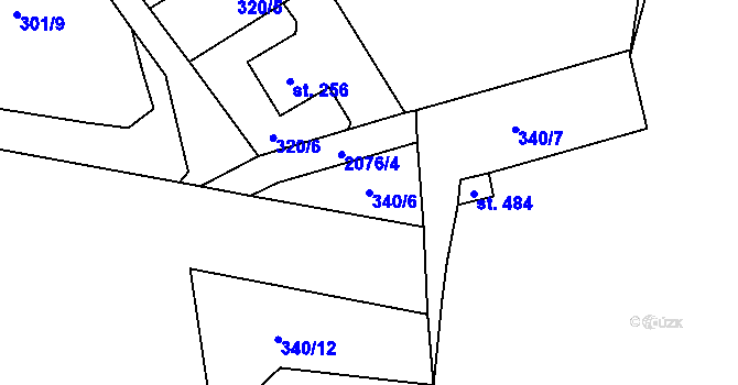 Parcela st. 340/6 v KÚ Dolní Žandov, Katastrální mapa