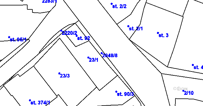 Parcela st. 2048/8 v KÚ Dolní Žandov, Katastrální mapa