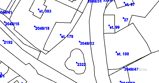 Parcela st. 2048/12 v KÚ Dolní Žandov, Katastrální mapa