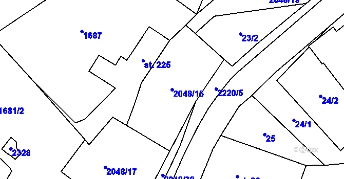 Parcela st. 2048/16 v KÚ Dolní Žandov, Katastrální mapa