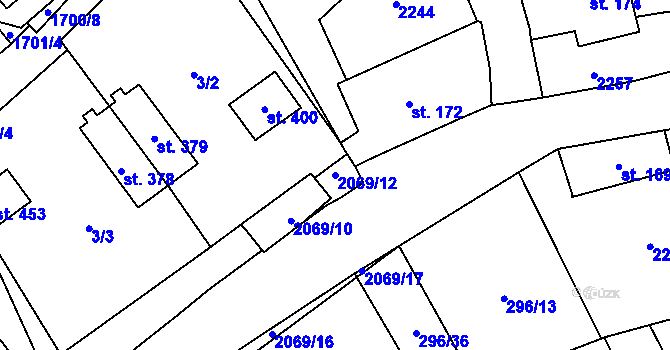 Parcela st. 2069/12 v KÚ Dolní Žandov, Katastrální mapa