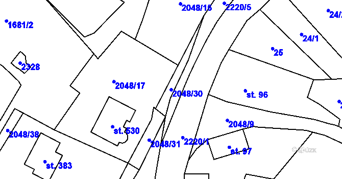 Parcela st. 2048/30 v KÚ Dolní Žandov, Katastrální mapa