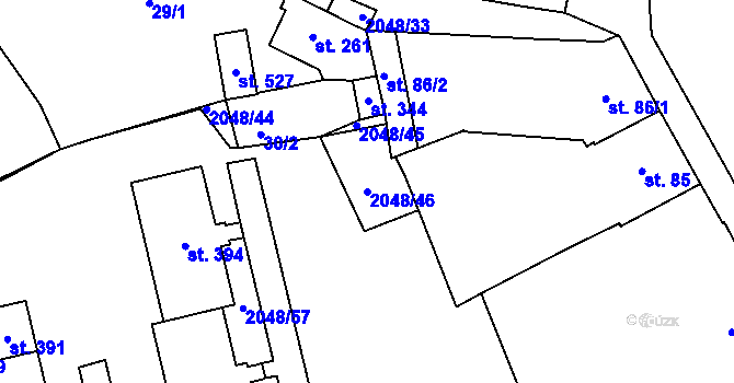 Parcela st. 2048/46 v KÚ Dolní Žandov, Katastrální mapa