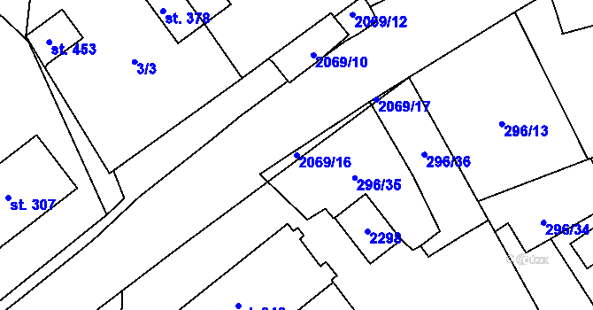 Parcela st. 2069/16 v KÚ Dolní Žandov, Katastrální mapa