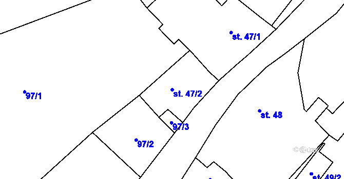 Parcela st. 47/2 v KÚ Podlesí u Dolního Žandova, Katastrální mapa