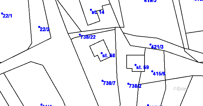 Parcela st. 68 v KÚ Podlesí u Dolního Žandova, Katastrální mapa