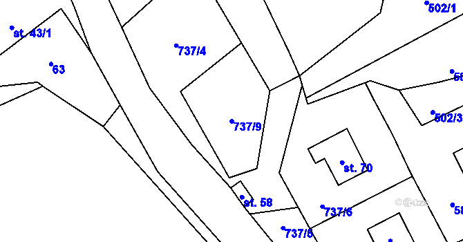 Parcela st. 737/9 v KÚ Podlesí u Dolního Žandova, Katastrální mapa