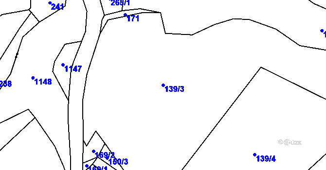 Parcela st. 139/3 v KÚ Úbočí u Dolního Žandova, Katastrální mapa